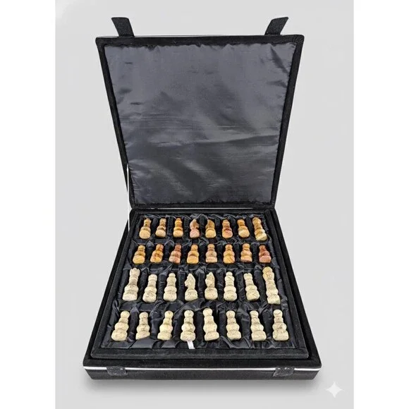 Handmade Marble Chess Set Brown chess Board & Pieces storage box Christmas gift - Picture 11 of 16